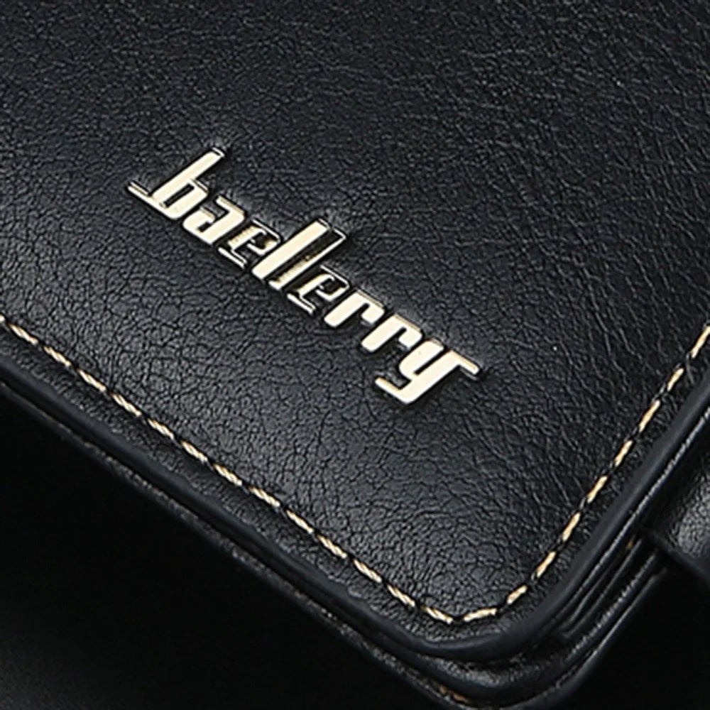 BAELLERRY D9159 PU Leather Zipper Pocket Design Men Tri-fold Wallet Coins Cards Cash Carrying Bag - Black - 4