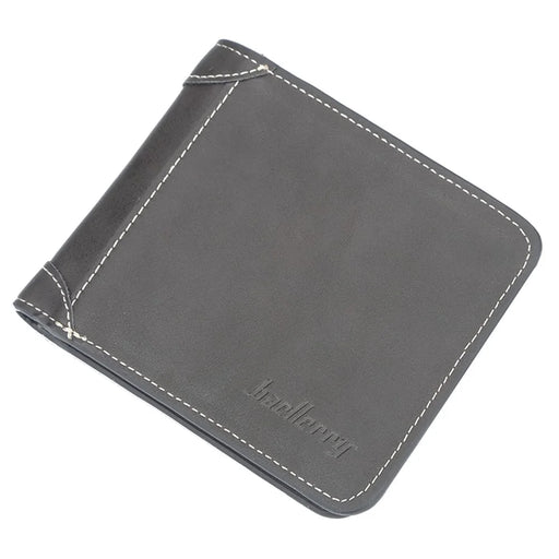 BAELLERRY D9150 Retro Men PU Leather Short Wallet Bi-fold Cards Cash Holder Bag - Black / Horizontal Type - 1