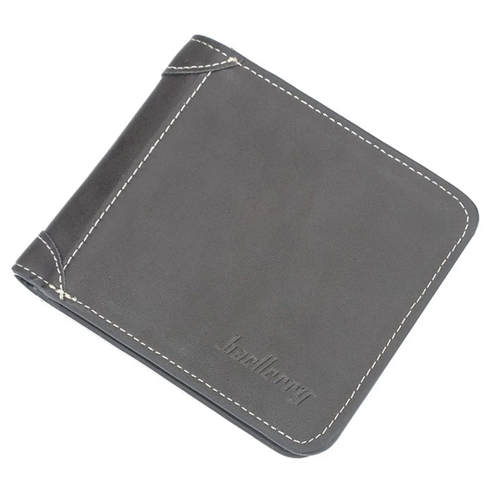 BAELLERRY D9150 Retro Men PU Leather Short Wallet Bi-fold Cards Cash Holder Bag - Black / Horizontal Type - 1