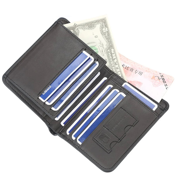 BAELLERRY D9150 Retro Men PU Leather Short Wallet Bi-fold Cards Cash Holder Bag - Black / Horizontal Type - 3