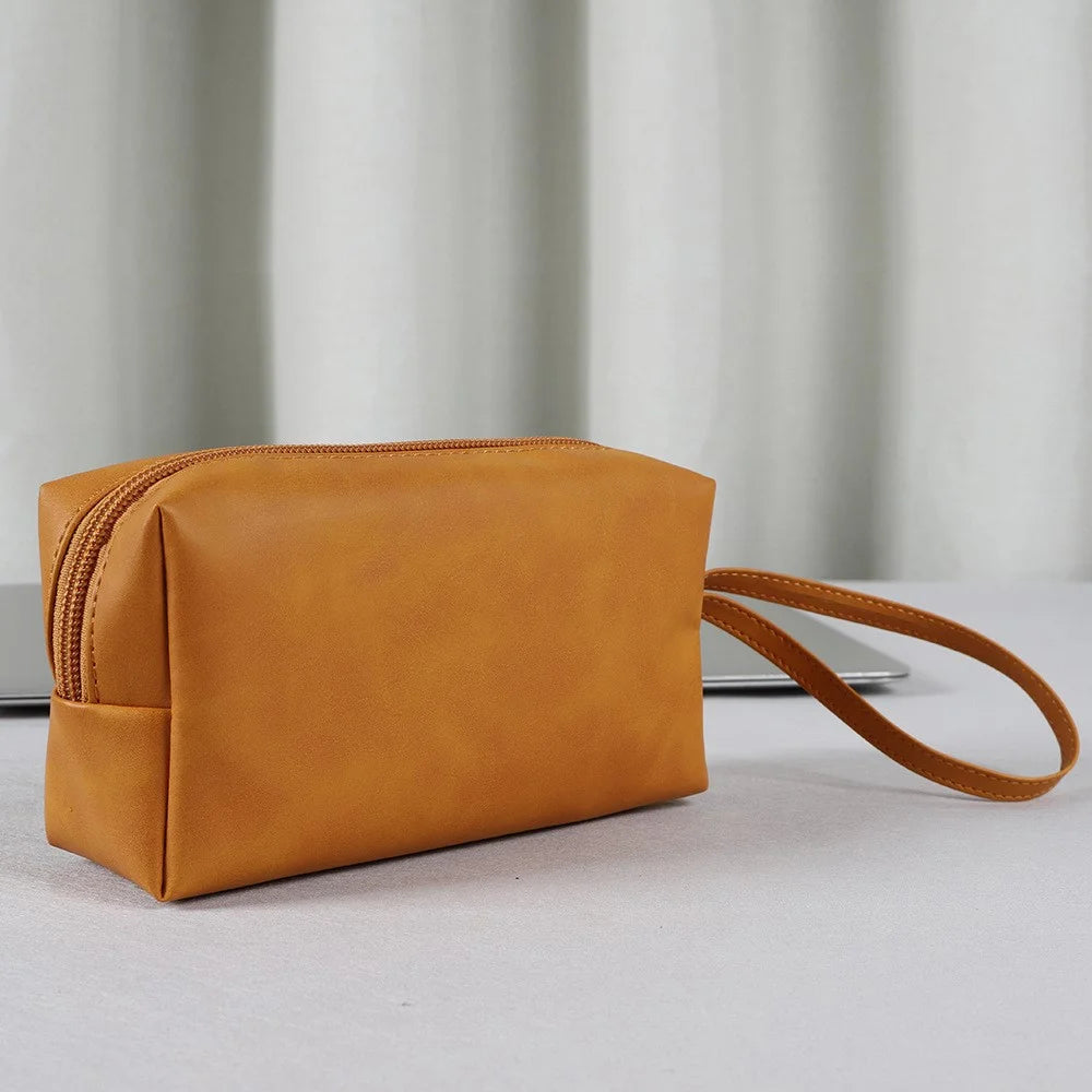 SS08 Electronic Organizer Mouse Power Bank Cable Storage Bag PU Leather USB Flash Drive Carrying Handbag Anti-scratch Pouch - Brown - 2