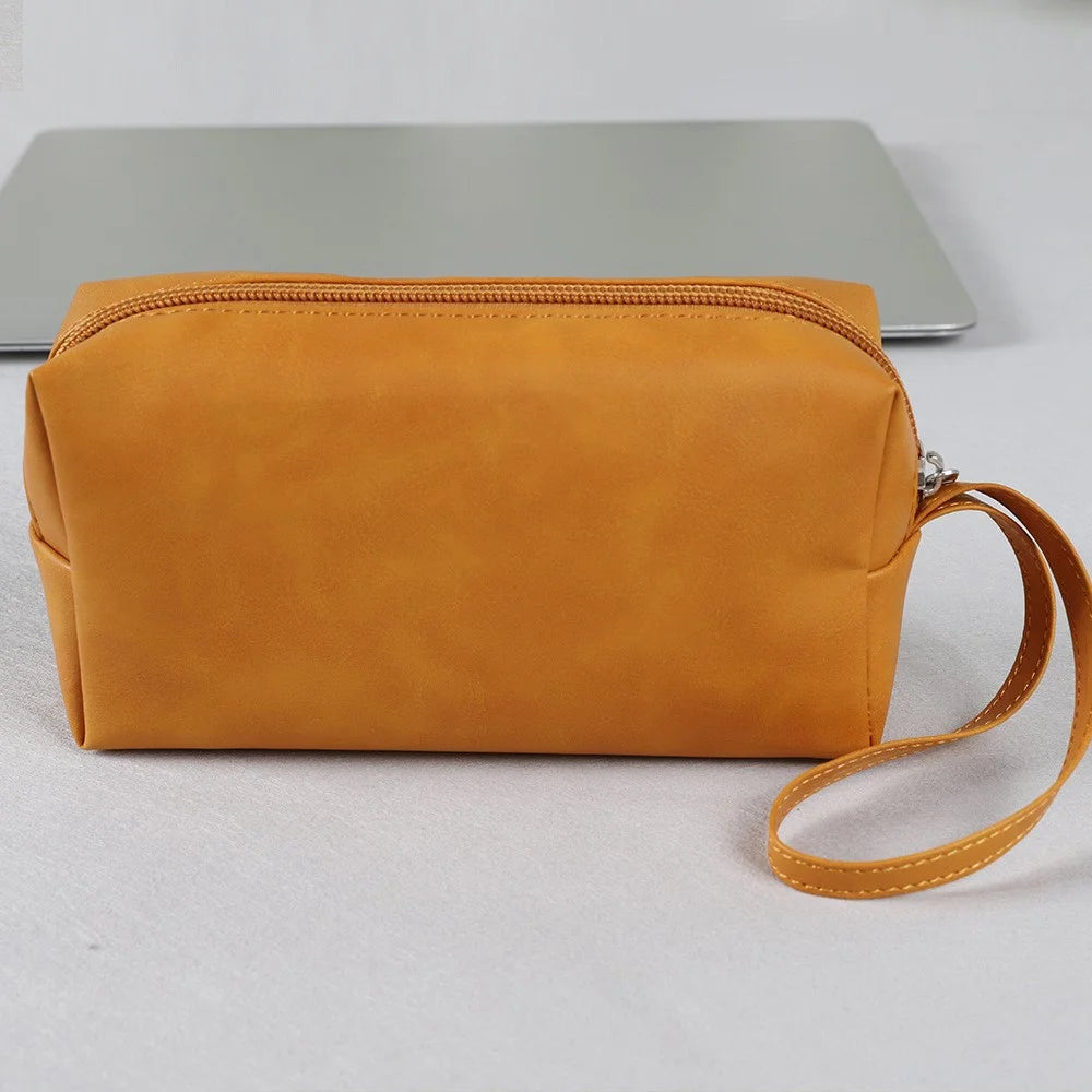 SS08 Electronic Organizer Mouse Power Bank Cable Storage Bag PU Leather USB Flash Drive Carrying Handbag Anti-scratch Pouch - Brown - 4