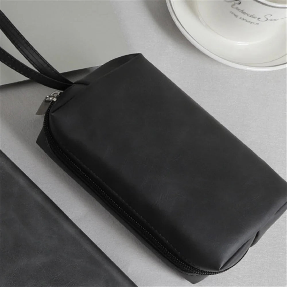 SS08 Electronic Organizer Mouse Power Bank Cable Storage Bag PU Leather USB Flash Drive Carrying Handbag Anti-scratch Pouch - Brown - 6