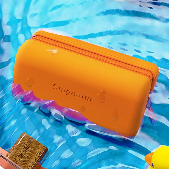 FUNGOOFUN Rectangle Shape Digital Accessories Storage Case Mouse Power Bank Cable Charger EVA Carrying Bag - Orange - 2