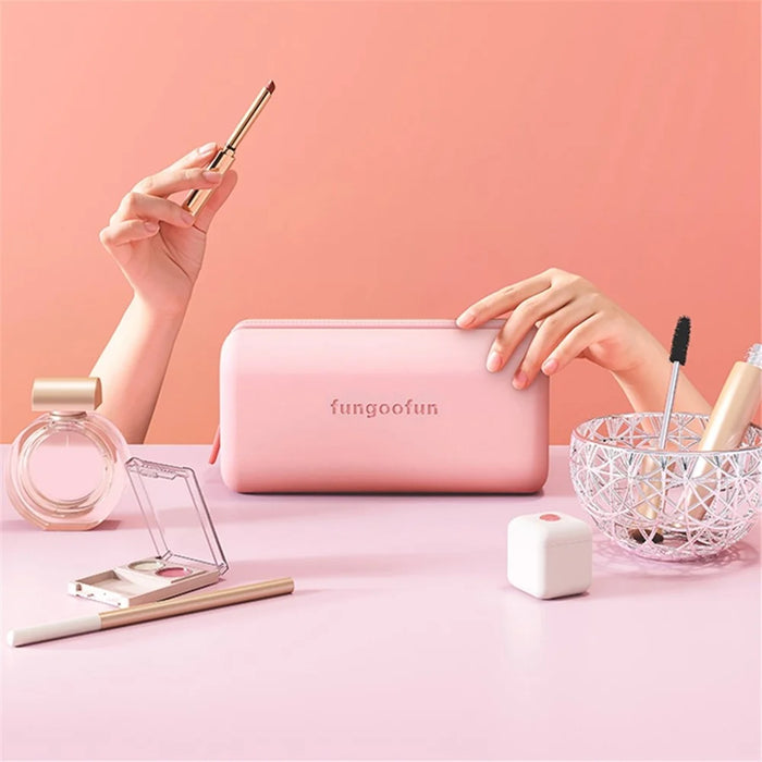 FUNGOOFUN Rectangle Shape Digital Accessories Storage Case Mouse Power Bank Cable Charger EVA Carrying Bag - Orange - 4