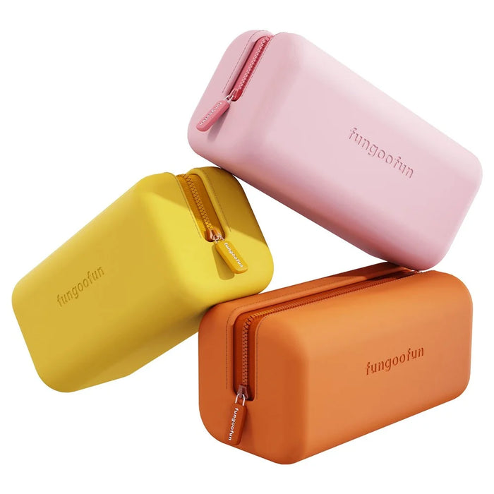 FUNGOOFUN Rectangle Shape Digital Accessories Storage Case Mouse Power Bank Cable Charger EVA Carrying Bag - Orange - 7