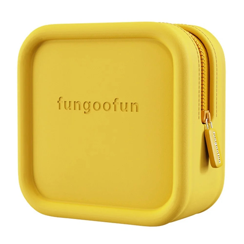 FUNGOOFUN Mouse Cable Power Bank Storage Bag Organizer Electronics Accessories Square Shape EVA Carrying Case - Yellow - 1