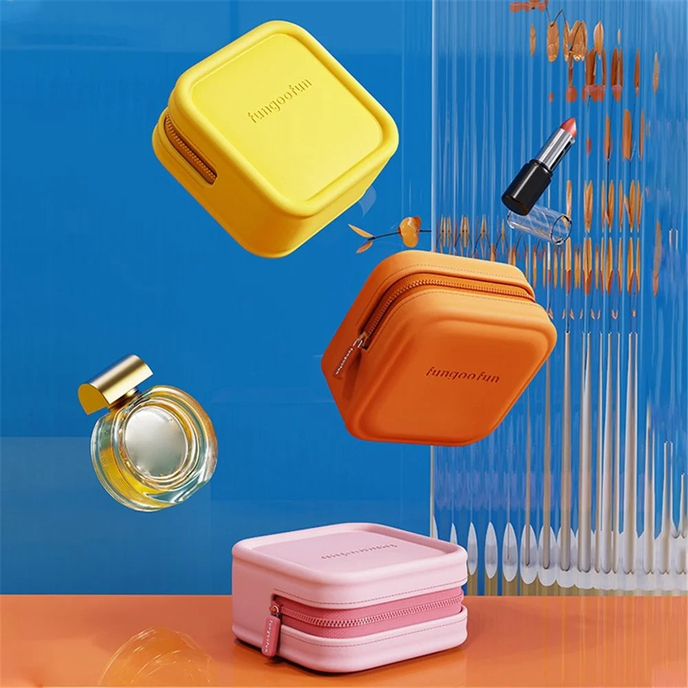 FUNGOOFUN Mouse Cable Power Bank Storage Bag Organizer Electronics Accessories Square Shape EVA Carrying Case - Yellow - 3