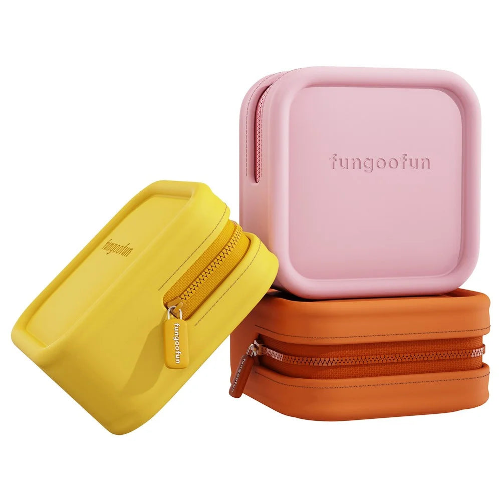 FUNGOOFUN Mouse Cable Power Bank Storage Bag Organizer Electronics Accessories Square Shape EVA Carrying Case - Yellow - 4