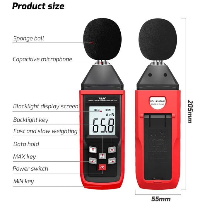 TASI TA8151 High Precision LCD Display Digital Sound Level Meter Noise Measuring Volume Decibel Tester - 6