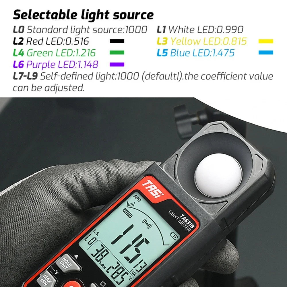 TASI TA631B Digital Light Meter Photography Luxmeter 0.1-300000LUX Illuminometer Lux / FC Measure Photometer Tester - 4
