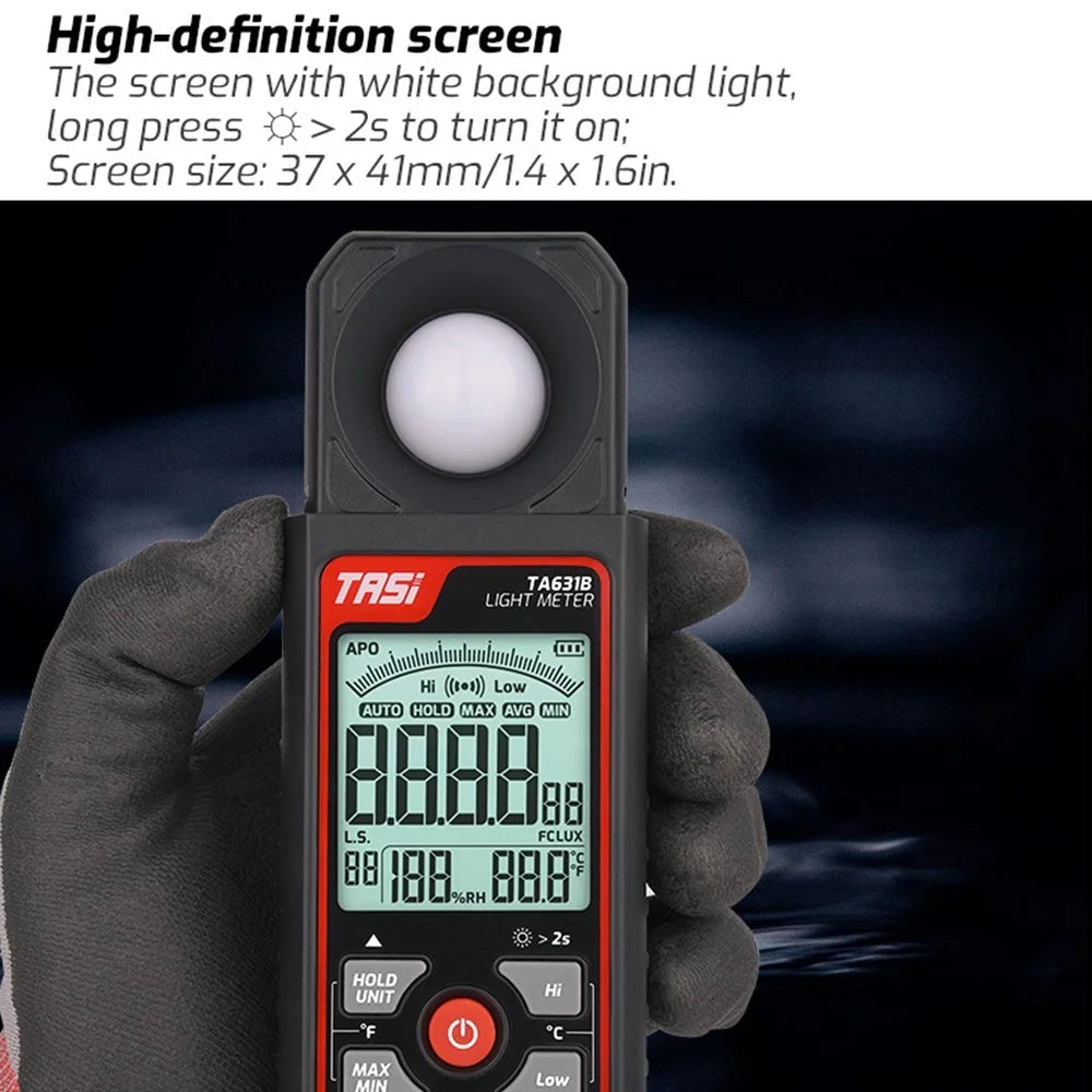 TASI TA631B Digital Light Meter Photography Luxmeter 0.1-300000LUX Illuminometer Lux / FC Measure Photometer Tester - 6