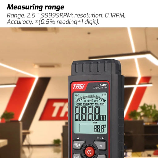TASI TA501A Handheld Digital Tachometer 2.5-99999RPM Non-contact Rotation Speed Meter for Motors Fans - 2