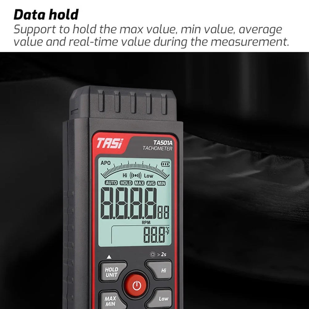 TASI TA501A Handheld Digital Tachometer 2.5-99999RPM Non-contact Rotation Speed Meter for Motors Fans - 5