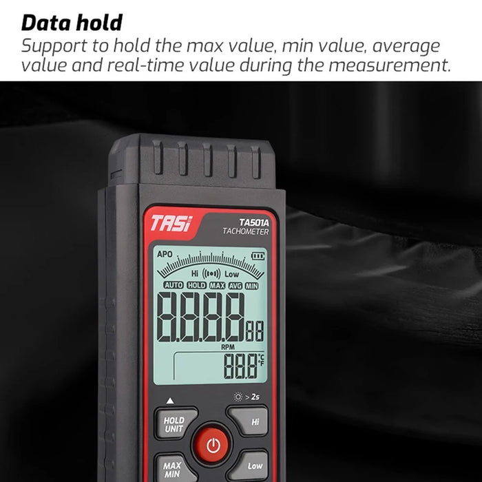 TASI TA501A Handheld Digital Tachometer 2.5-99999RPM Non-contact Rotation Speed Meter for Motors Fans - 5