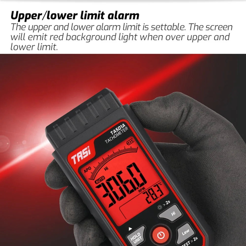 TASI TA501A Handheld Digital Tachometer 2.5-99999RPM Non-contact Rotation Speed Meter for Motors Fans - 6