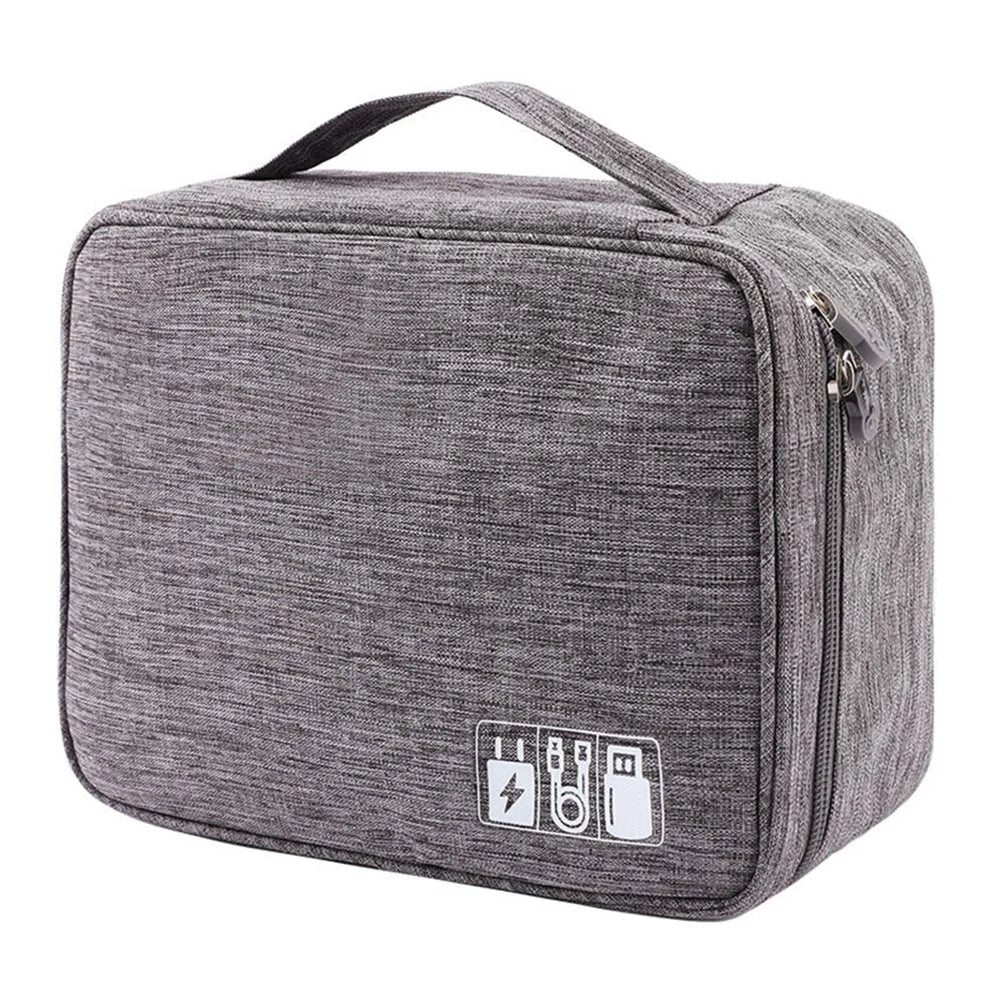 4.5-inch Cable Organizer Bag Portable Single Layer Electronic Digital Accessories Carry Case for USB Cable, Charger, Earphone - Grey - 1