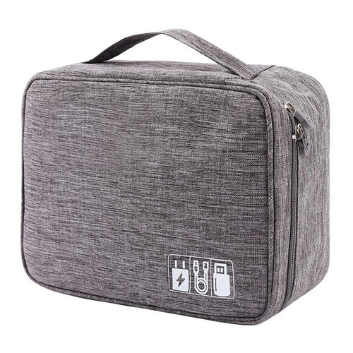 4.5-inch Cable Organizer Bag Portable Single Layer Electronic Digital Accessories Carry Case for USB Cable, Charger, Earphone - Grey - 1