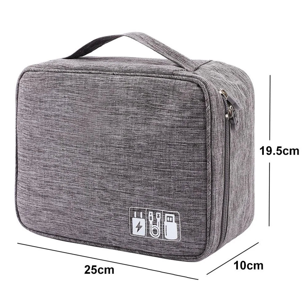 4.5-inch Cable Organizer Bag Portable Single Layer Electronic Digital Accessories Carry Case for USB Cable, Charger, Earphone - Grey - 5