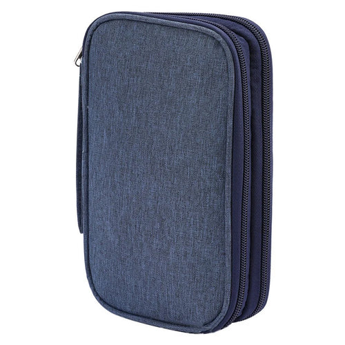 Travel Electronic Organizer Multi-functional Waterproof Electronics Accessories Case Double Layer Cord Storage Bag for Cables, Power Bank, USB Flash Drive - Navy Blue - 1