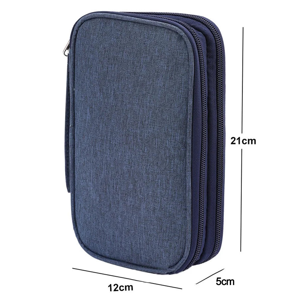 Travel Electronic Organizer Multi-functional Waterproof Electronics Accessories Case Double Layer Cord Storage Bag for Cables, Power Bank, USB Flash Drive - Navy Blue - 6