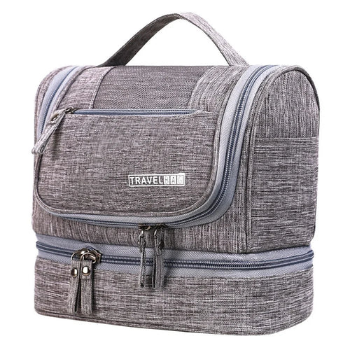 Hanging Toiletry Bag Large Capacity Oxford Cloth Travel Cosmetic Organizer Shower Bathroom Bag - Grey - 1