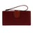 FFY FY22022-19 Ultra Slim Long Wallet Zipper Pocket PU Leather Women Clutch Bi-fold Purse with Wrist Strap - Red - 1