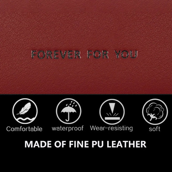 FFY FY22022-19 Ultra Slim Long Wallet Zipper Pocket PU Leather Women Clutch Bi-fold Purse with Wrist Strap - Red - 5