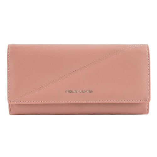 FFY FY207-37 Multiple Card Slots Tri-fold Long Purse PU Leather Women Clutch Wallet with Zipper Pocket - Pink - 1