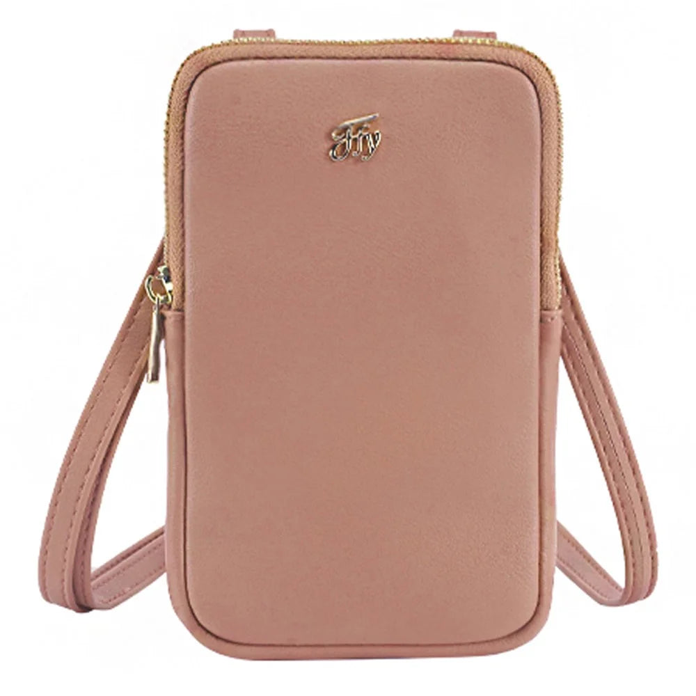 FFY FY17020-34 PU Leather Cellphone Purse Card Slots Design Women Crossbody Bag Small Shoulder Bag - Pink - 1
