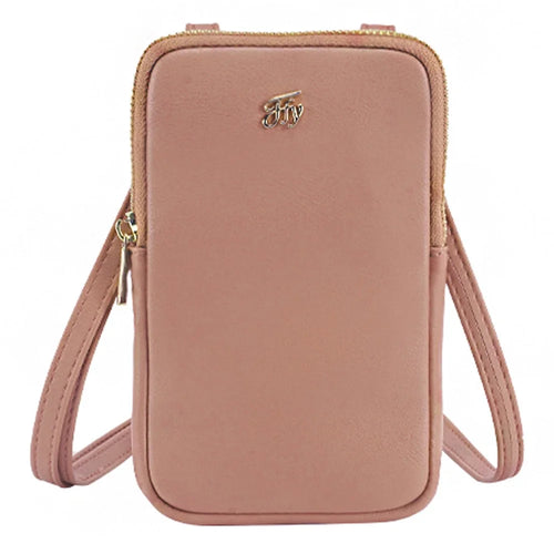 FFY FY17020-34 PU Leather Cellphone Purse Card Slots Design Women Crossbody Bag Small Shoulder Bag - Pink - 1