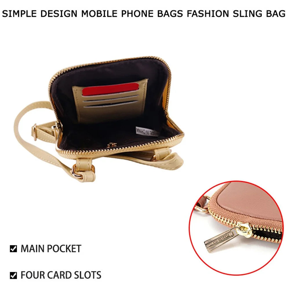 FFY FY17020-34 PU Leather Cellphone Purse Card Slots Design Women Crossbody Bag Small Shoulder Bag - Pink - 6