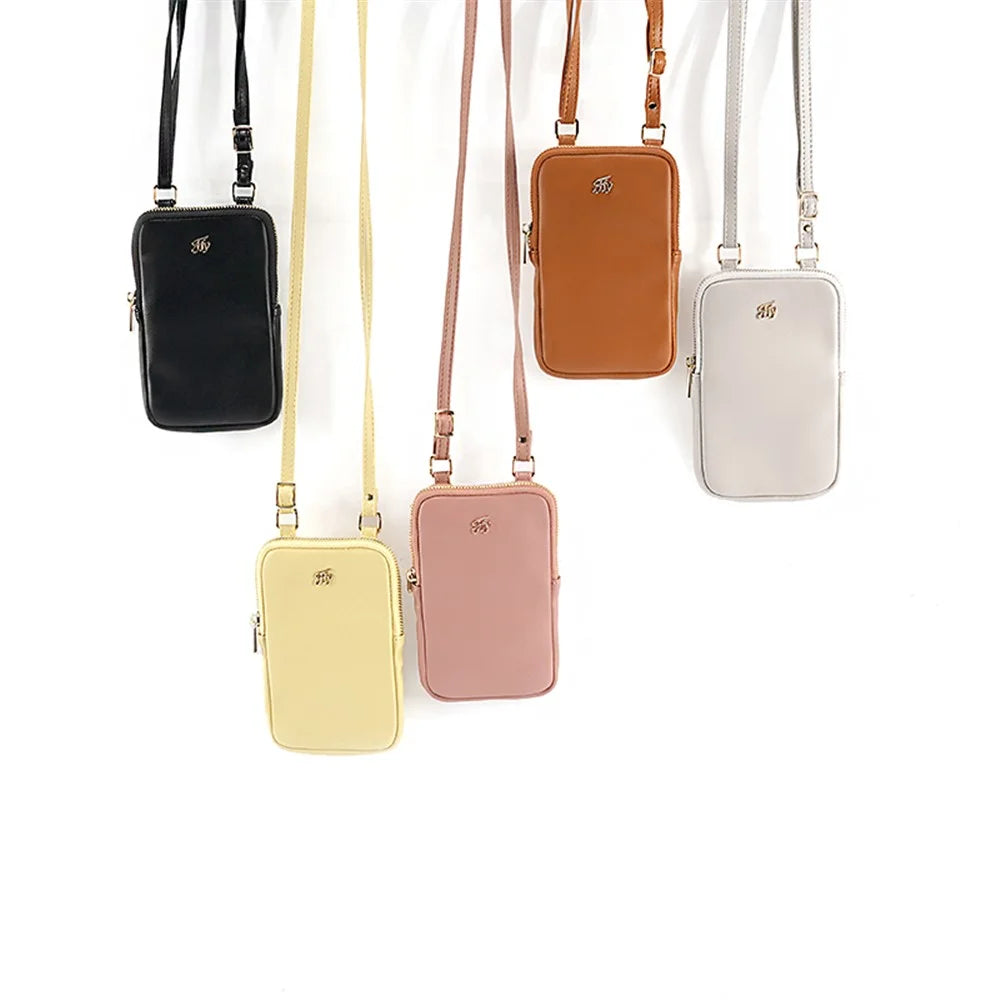 FFY FY17020-34 PU Leather Cellphone Purse Card Slots Design Women Crossbody Bag Small Shoulder Bag - Pink - 7