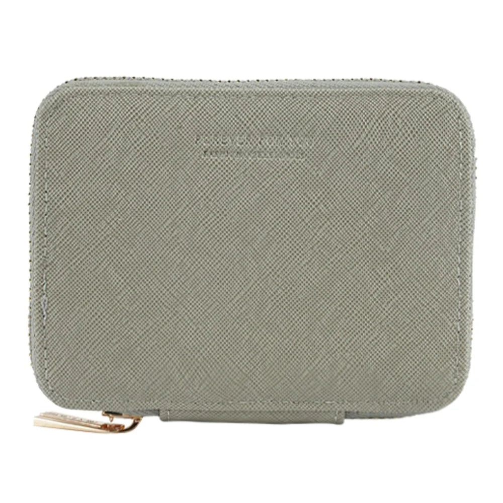 FFY FY1022-49 Portable Key Case Cross Texture PU Leather Key Holder Zipper Bag with 6 Hooks and 2 Card Slots - Grey - 1