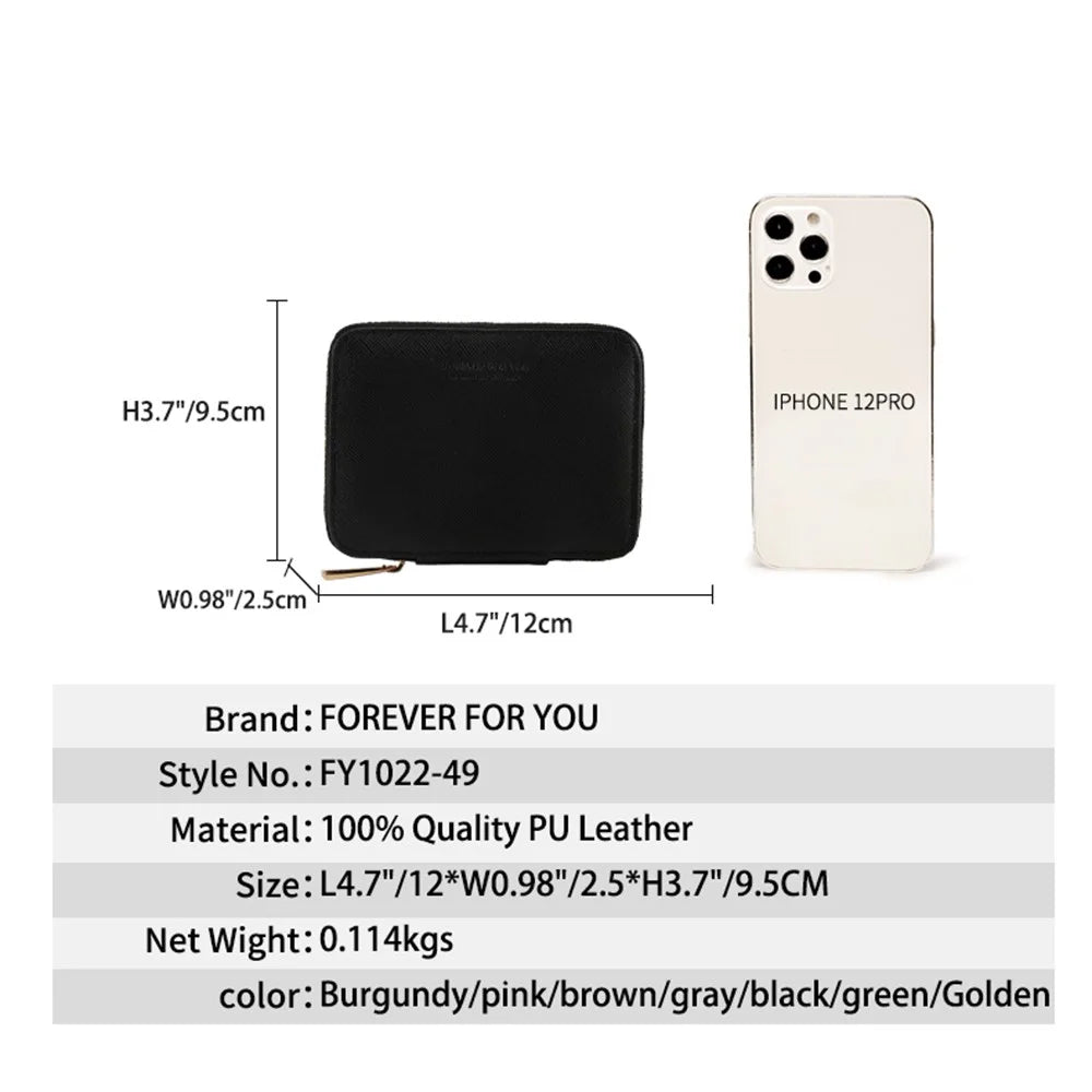 FFY FY1022-49 Portable Key Case Cross Texture PU Leather Key Holder Zipper Bag with 6 Hooks and 2 Card Slots - Grey - 6