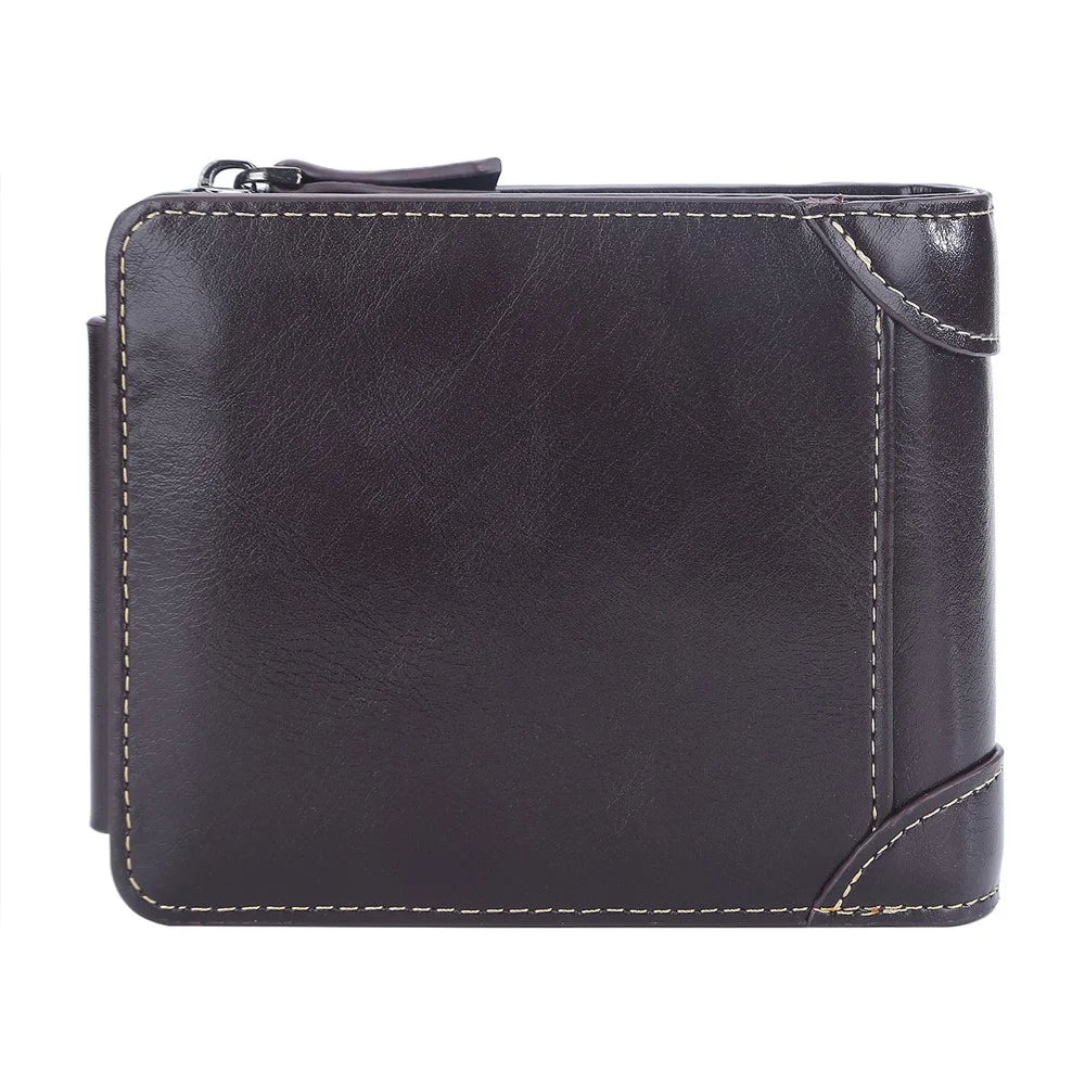 BAELLERRY D9190 Horizontal Tri-fold Short Wallet PU Leather Card Holder Pouch Zipper Coin Purse - Coffee - 4