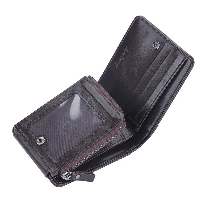 BAELLERRY D9190 Horizontal Tri-fold Short Wallet PU Leather Card Holder Pouch Zipper Coin Purse - Coffee - 6