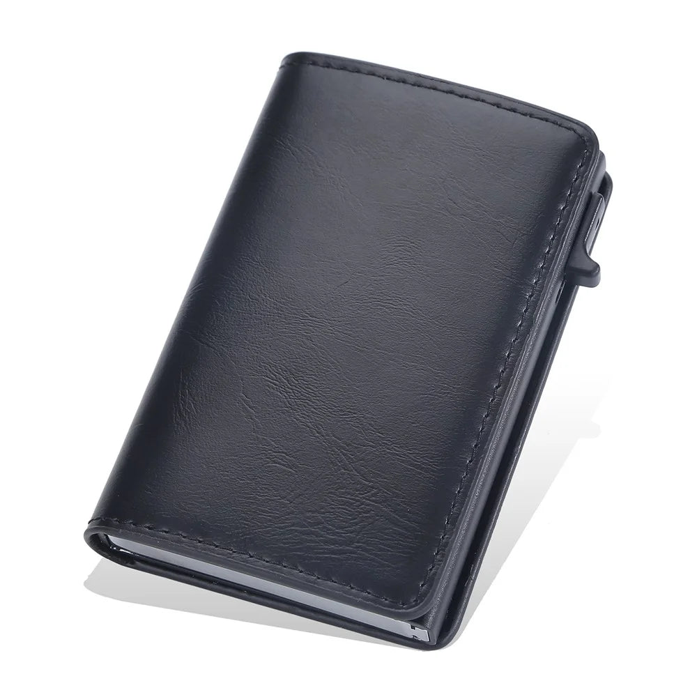 BAELLERRY K9197 RFID Blocking PU Leather Credit Cards Storage Bag with Side Push Buckle - Black - 4