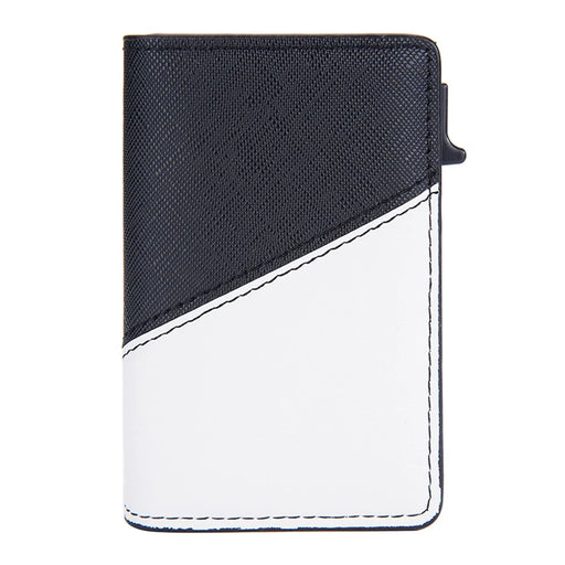 BAELLERRY K9220 Pop Up Card Holder PU Leather + Aluminum Alloy RFID Blocking Storage Bag Color Splicing Bank Card Case - Black - 2
