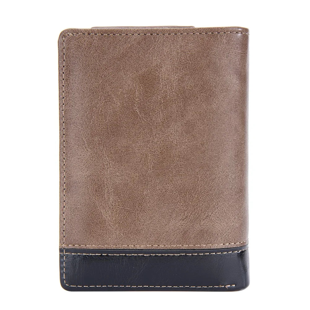 BAELLERRY D3246 Men Zipper Short Wallet PU Leather Bifold Purse Multi Card Slots Color Splicing Business Coin Purse Case - Brown - 5