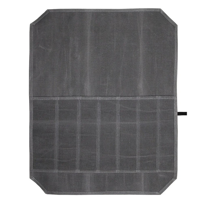 Waterproof Waxed Canvas Chef Knife Scissors Storage Pouch Roll Bag 7 Slots Carrying Case for Kitchen Knives Tools - Grey - 1