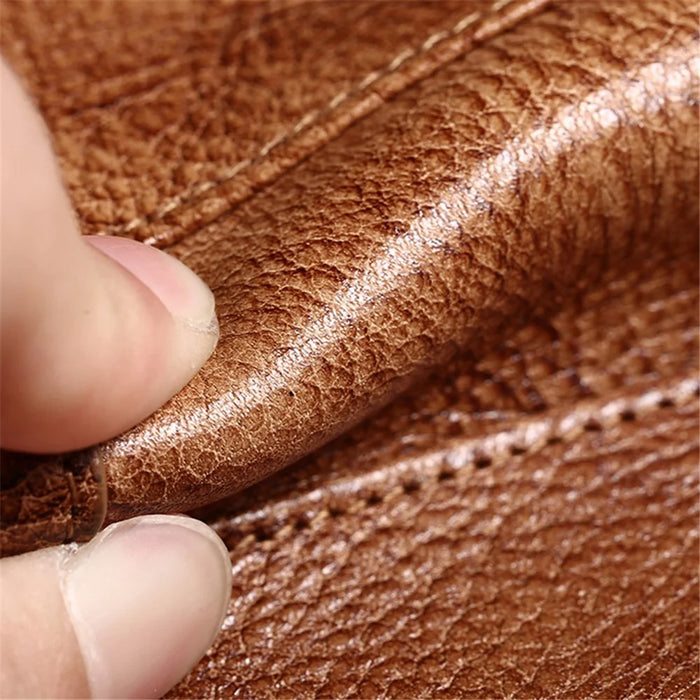 MANBANG 00877 Genuine Leather Tri-fold Wallet Classic Style RFID Blocking Card Pouch Billfold Coin Cash Money Purse - Yellowish-brown - 6