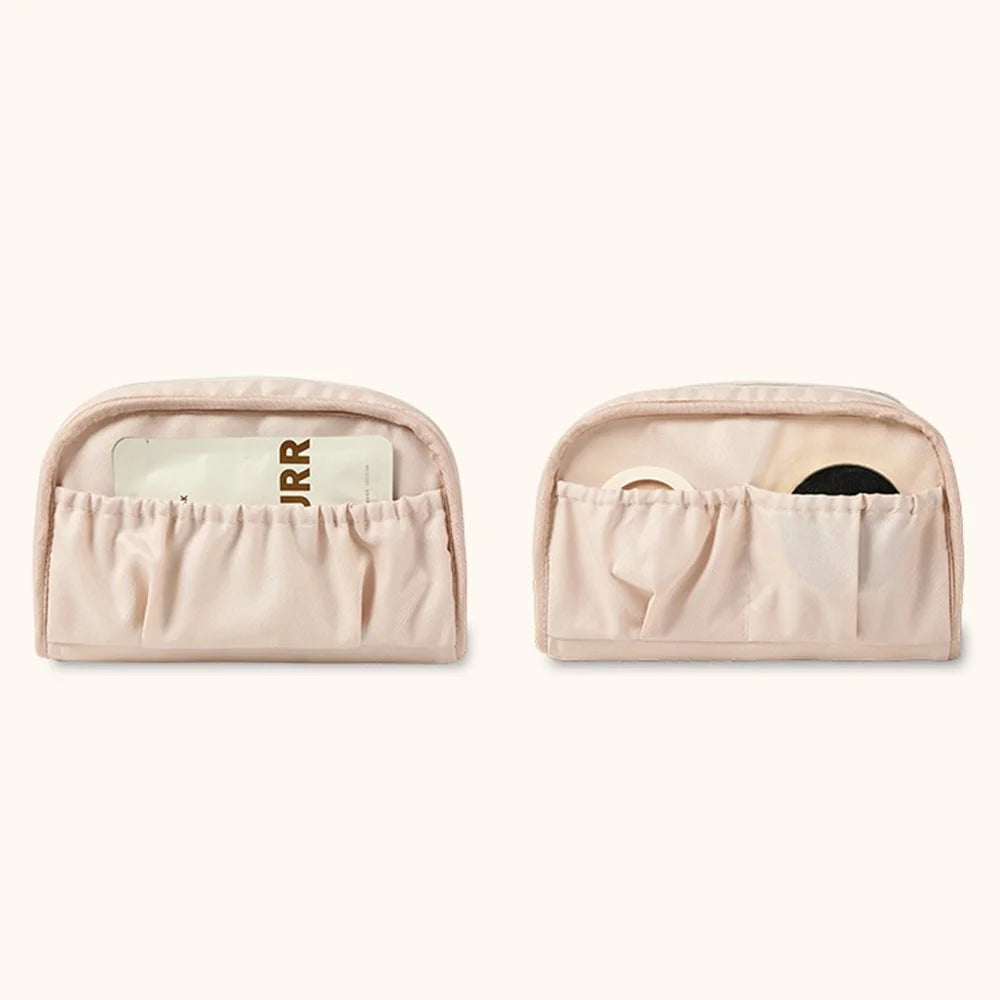 HK8301 Large Capacity Portable Makeup Cosmetics Bag Dual Zipper Portable Toiletry Organizer Bag - Pink - 5