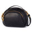8897 Cowhide Leather Crossbody Shoulder Bag Zippered Pocket Handbag with Handle Strap for Women, Girls - Black - 1
