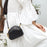 8897 Cowhide Leather Crossbody Shoulder Bag Zippered Pocket Handbag with Handle Strap for Women, Girls - Black - 2
