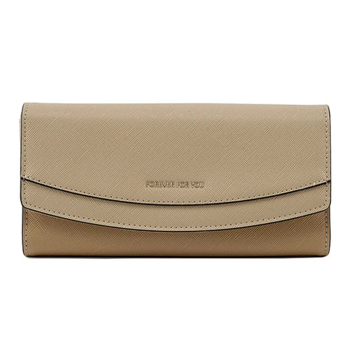 FFY FY207-39 Stylish Women PU Leather Tri-fold Long Wallet Multi Card Slots Purse Clutch Bag - Apricot - 1