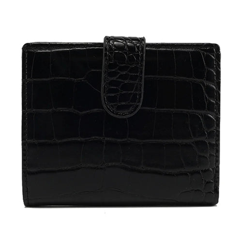 FFY FY19022-10 Stylish Stone Texture PU Leather Women Short Wallet Cards Cash Holder Purse - Black - 1