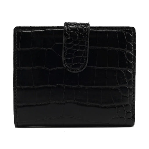 FFY FY19022-10 Stylish Stone Texture PU Leather Women Short Wallet Cards Cash Holder Purse - Black - 1