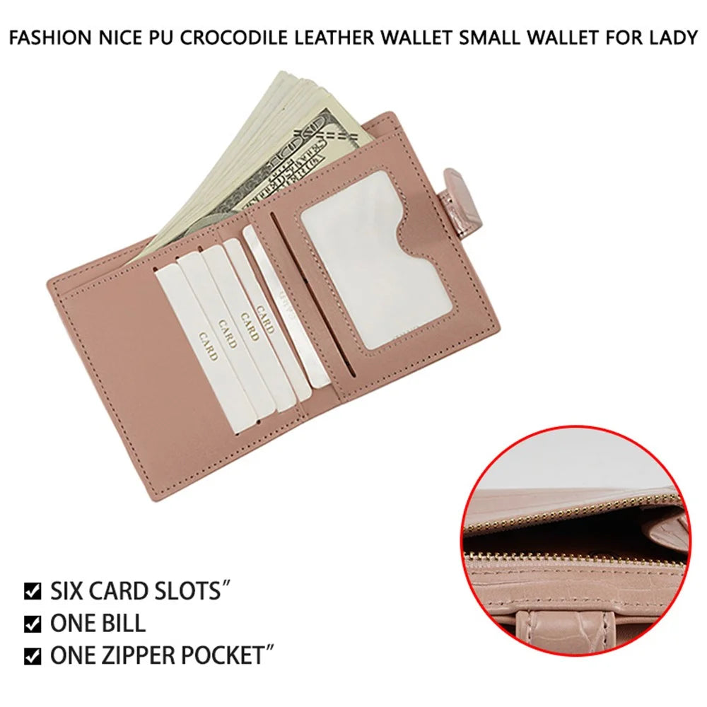 FFY FY19022-10 Stylish Stone Texture PU Leather Women Short Wallet Cards Cash Holder Purse - Black - 3