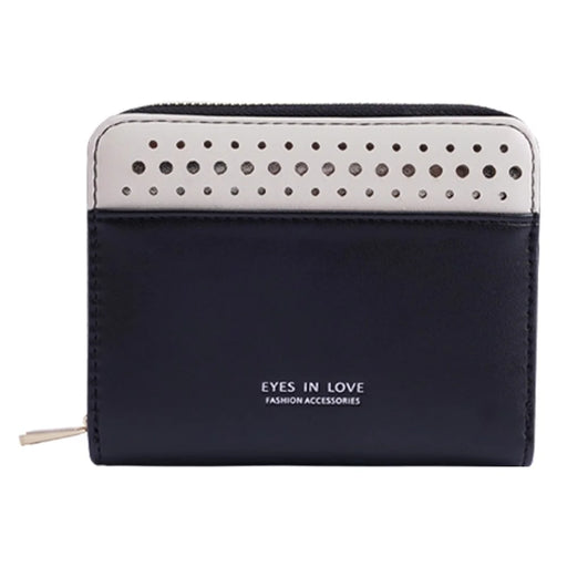 FFY FY6024-23 PU Leather Women Casual Folding Short Wallet Cards Cash Holder Coin Purse - Black - 1